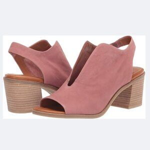 Lucky Brand Rhazy Mauve Leather Peep Toe Slingback Block Heel Sandals Size 6.5